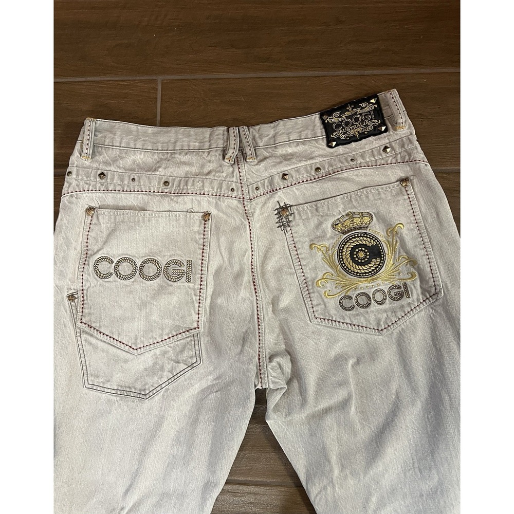 COOGI Men's Australia Jeans Size 42x35 Embroidered Logo Gray Denim Distressed - Picture 13 of 16